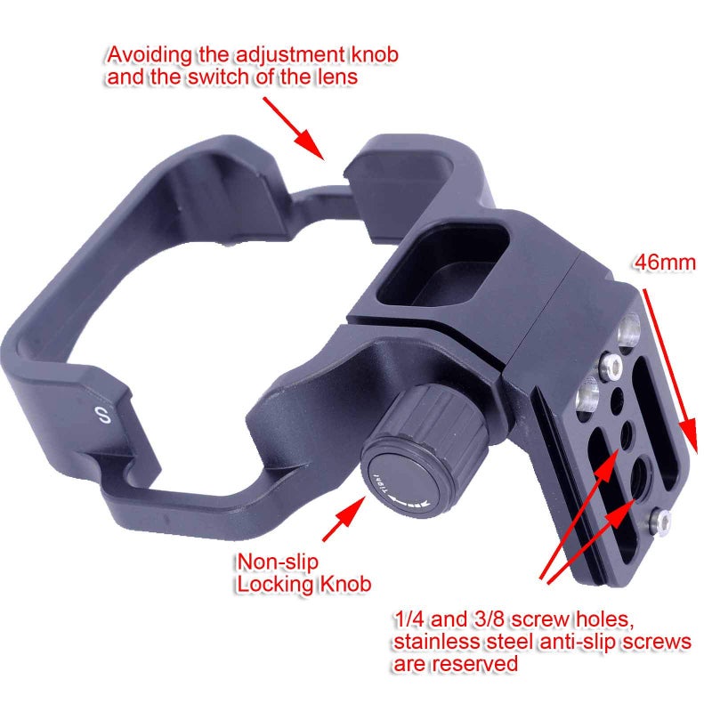 iShoot Lens Collar Support Bracket, CNC Tripod Mount Ring for Nikon PC-E Micro NIKKOR 85mm f/2.8D Tilt-Shift Lens, Built-in Arca-Swiss Type 46mm Quick Release Plate for Arca Fit Tripod Ball Head - Image 4